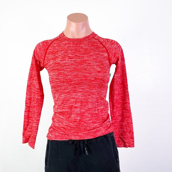 Zella Seamless Crewneck Long Sleeve T-Shirt Red Couture Melange Girls size M NWT - Picture 8 of 8